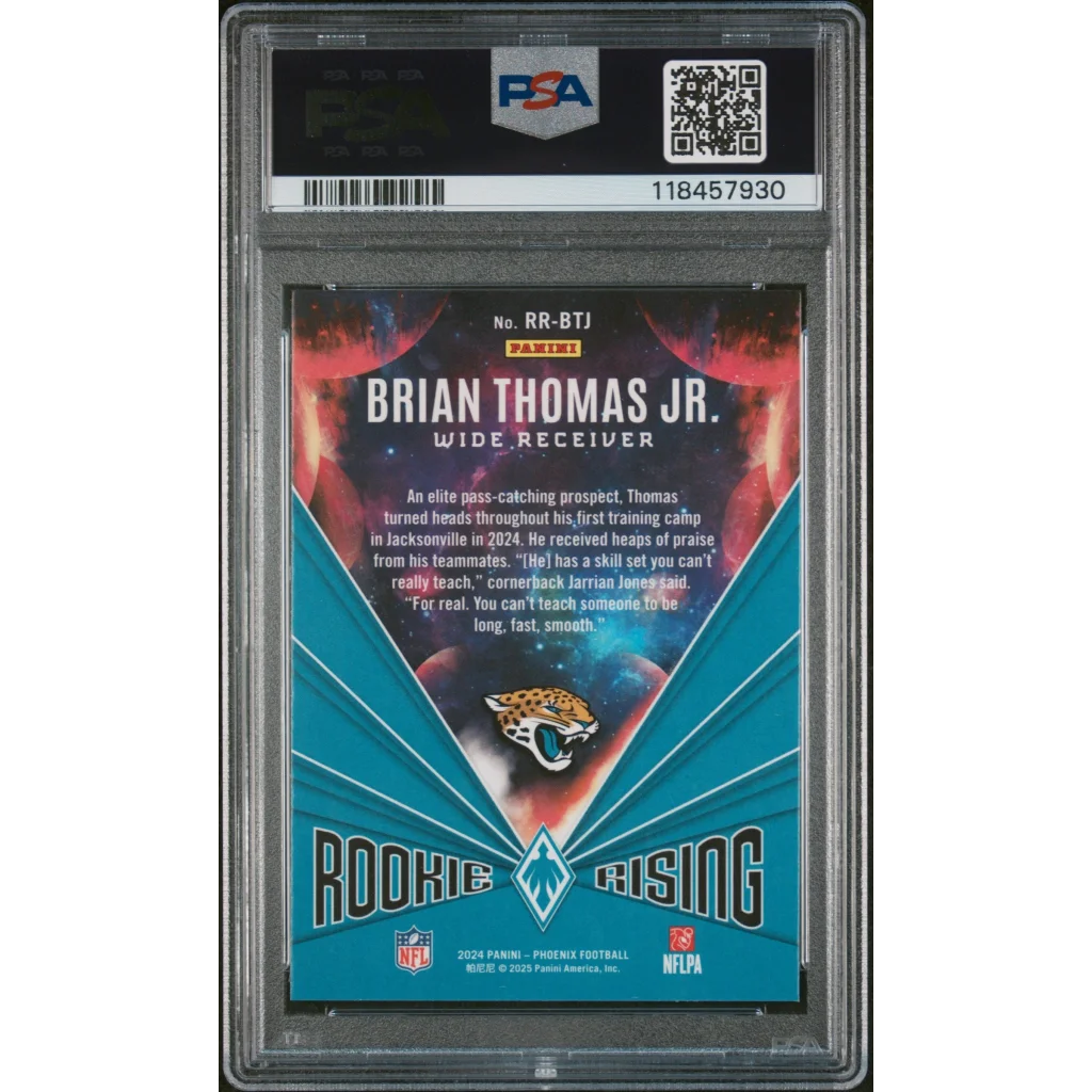 Graded 2024 Panini Phoenix Brian Thomas Jr #RRBTJ Rookie Rising Rookie RC Football Card PSA 10 Gem Mint | PSA 10 Gem Mint Graded Rookie Card | vintageantiquesgifts.com
