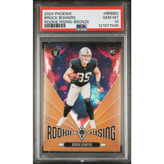 Graded 2024 Panini Phoenix Brock Bowers #RRBBS Rookie Rising Bronze /75 Rookie RC Football Card PSA 10 Gem Mint | Hall of Fame Sports Memorabilia | vintageantiquesgifts.com