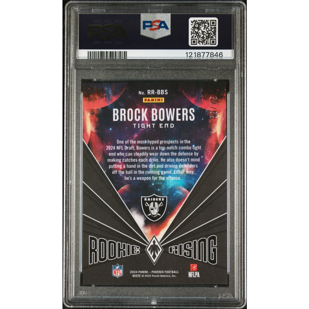 Graded 2024 Panini Phoenix Brock Bowers #RRBBS Rookie Rising Bronze /75 Rookie RC Football Card PSA 10 Gem Mint | PSA 10 Gem Mint Graded Rookie Card | vintageantiquesgifts.com