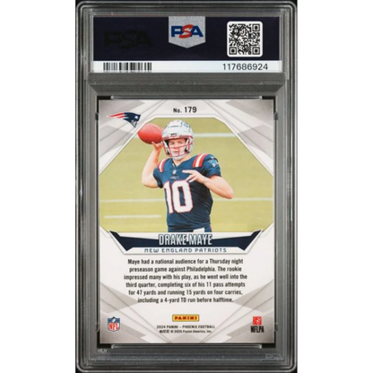 Graded 2024 Panini Phoenix Drake Maye #179 Silver Rookie RC Football Card PSA 10 Gem Mint | PSA 10 Gem Mint Graded Rookie Card | vintageantiquesgifts.com