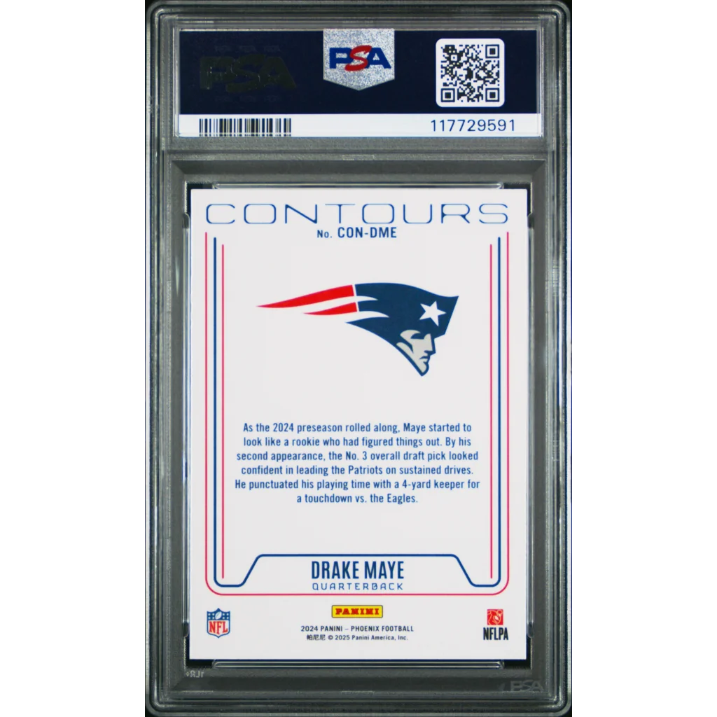 PSA 10 Graded 2024 Panini Phoenix Drake Maye Rookie Card in Slab