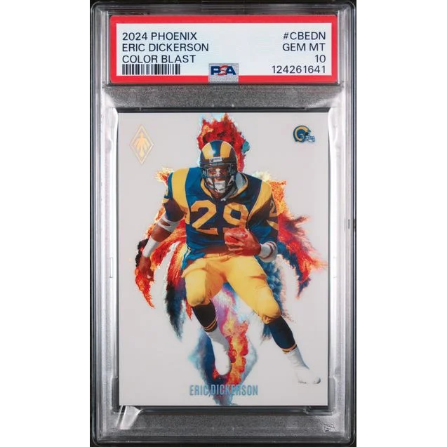 Graded 2024 Panini Phoenix Eric Dickerson #CBEDN Color Blast Football Card PSA 10 Gem Mint