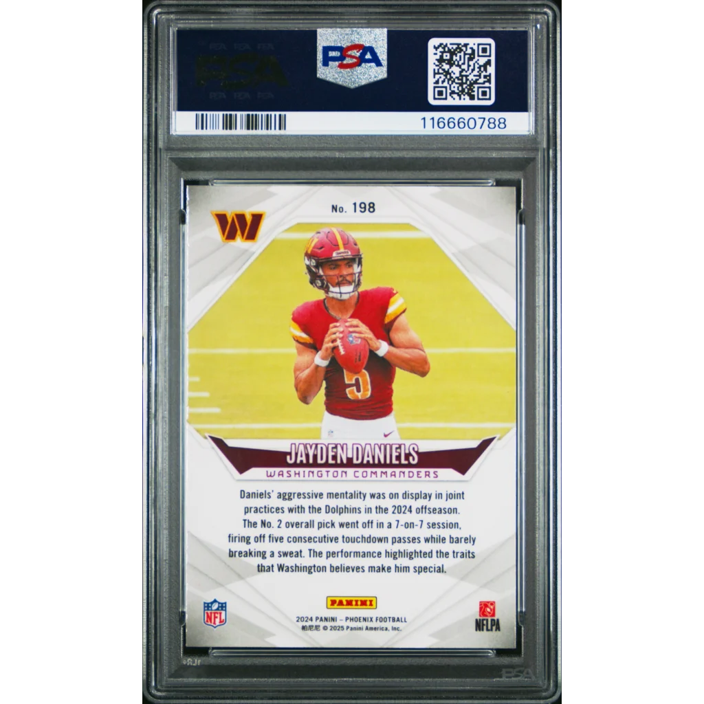 Graded 2024 Panini Phoenix Jayden Daniels #198 Rookie RC Football Card PSA 10 Gem Mint | PSA 10 Gem Mint Graded Rookie Card | vintageantiquesgifts.com