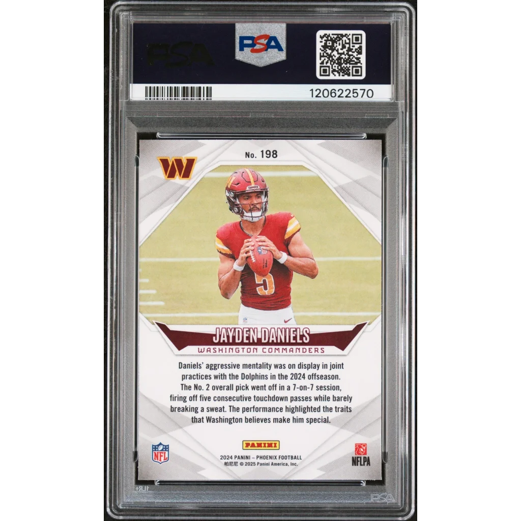 Graded 2024 Panini Phoenix Jayden Daniels #198 Rookie RC Football Card PSA 9 Mint | PSA 9 Mint Graded Rookie Card | vintageantiquesgifts.com