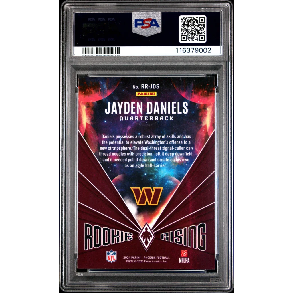 Graded 2024 Panini Phoenix Jayden Daniels #RRJDS Rookie Rising Rookie RC Football Card PSA 10 Gem Mint | PSA 10 Gem Mint Graded Rookie Card | vintageantiquesgifts.com
