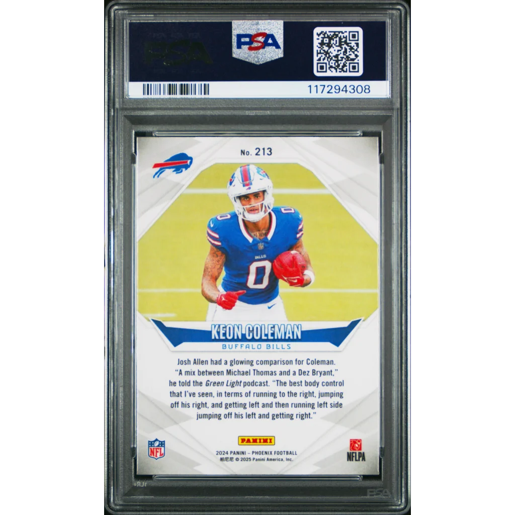Graded 2024 Panini Phoenix Keon Coleman #213 Lazer Rookie RC Football Card PSA 10 Gem Mint