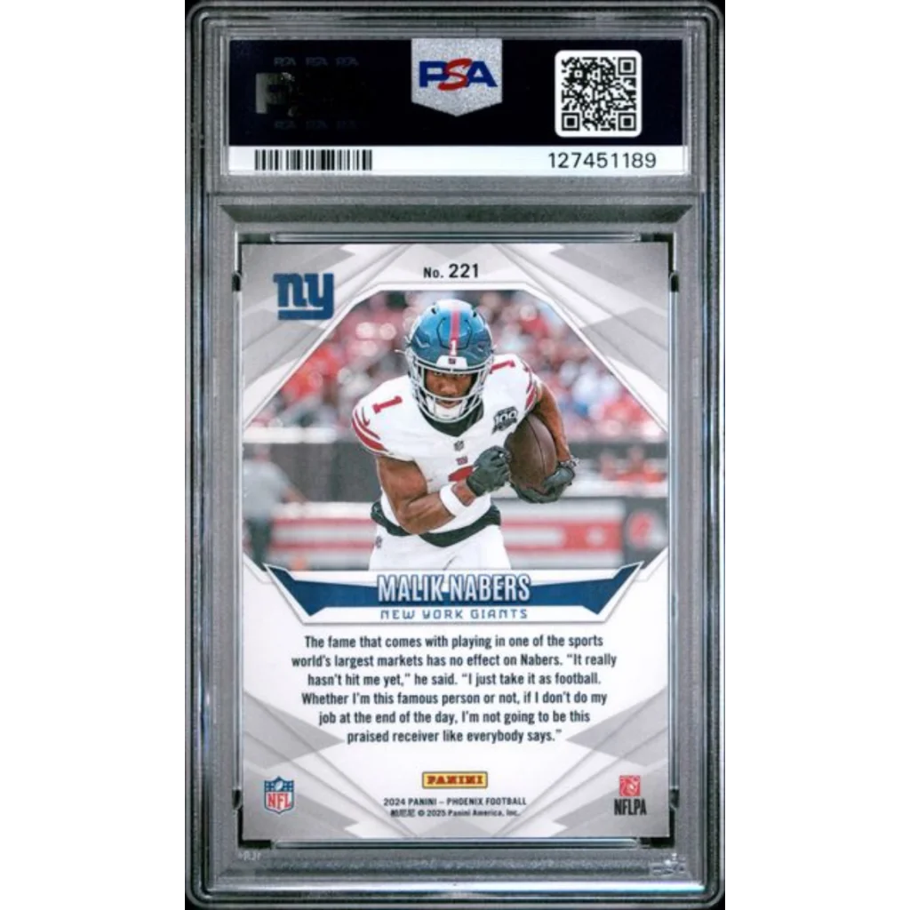 Graded 2024 Panini Phoenix Malik Nabers #221 Orange RC PSA 10 Gem Mint