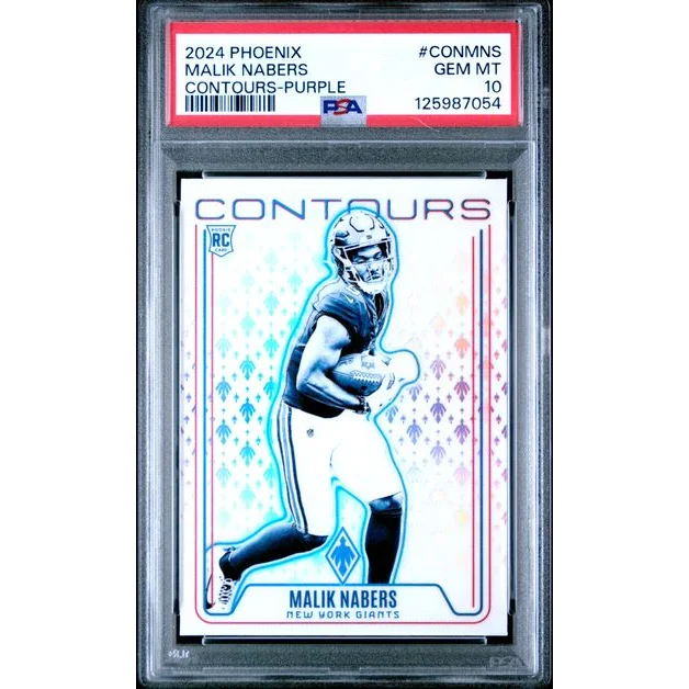 Graded PSA 10 2024 Panini Phoenix Malik Nabers Contours Purple RC Card