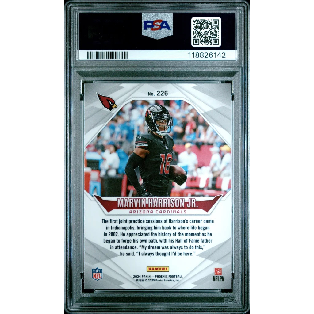 Graded PSA 10 Gem Mint 2024 Panini Phoenix Marvin Harrison Jr #226 Ice Rookie RC