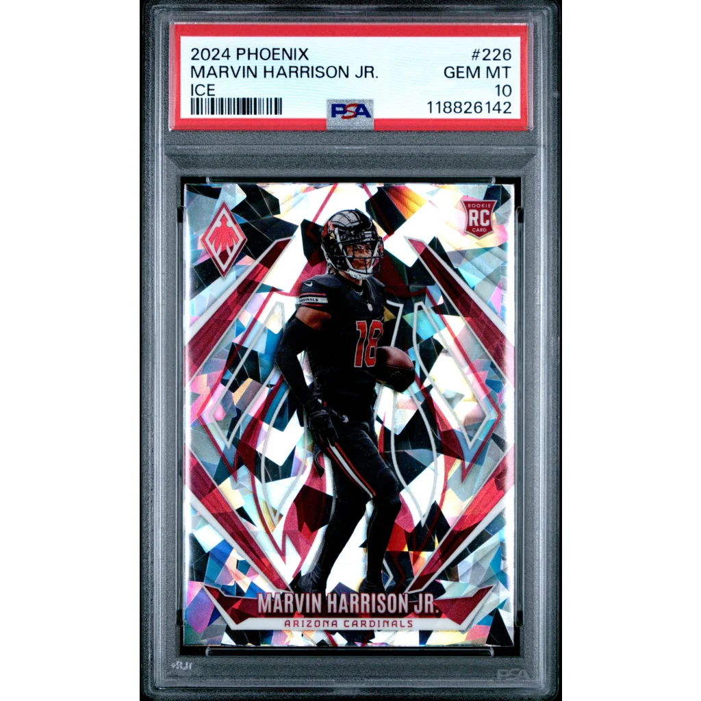 Graded 2024 Panini Phoenix Marvin Harrison Jr Ice Rookie PSA 10