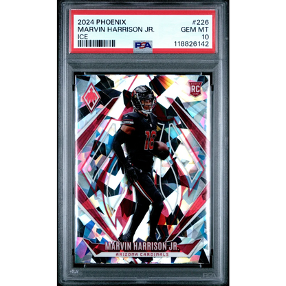 Graded 2024 Panini Phoenix Marvin Harrison Jr Ice Rookie PSA 10