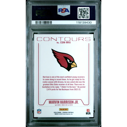 Graded 2024 Panini Phoenix Marvin Harrison Jr #CONMHJ Contours Wave Rookie RC Football Card PSA 10 Gem Mint