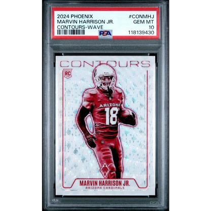 Graded 2024 Panini Phoenix Marvin Harrison Jr #CONMHJ Contours Wave Rookie RC Football Card PSA 10 Gem Mint