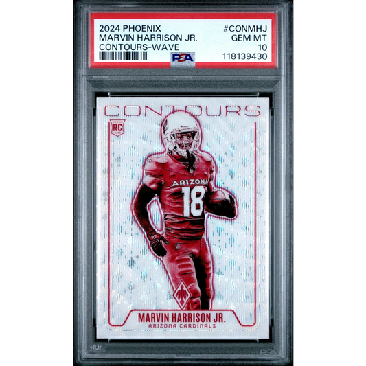 Graded 2024 Panini Phoenix Marvin Harrison Jr #CONMHJ Contours Wave Rookie RC Football Card PSA 10 Gem Mint | Hall of Fame Sports Memorabilia | vintageantiquesgifts.com