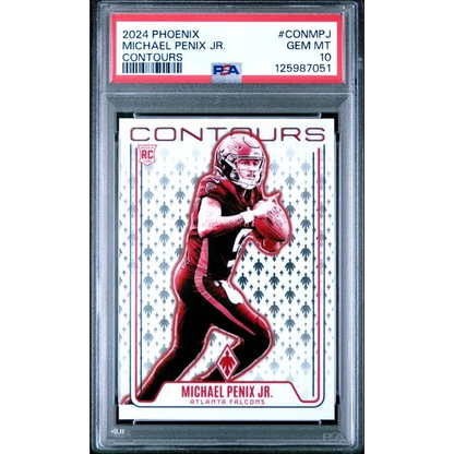 Graded 2024 Panini Phoenix Michael Penix Jr #CONMPJ Contours Rookie RC Football Card PSA 10 Gem Mint | Hall of Fame Sports Memorabilia | vintageantiquesgifts.com