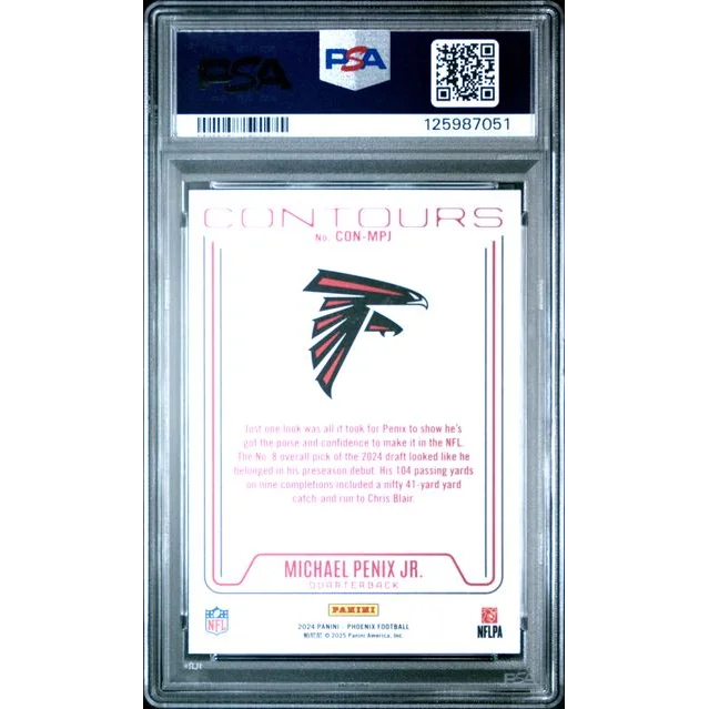 Graded 2024 Panini Phoenix Michael Penix Jr #CONMPJ Contours Rookie RC Football Card PSA 10 Gem Mint | PSA 10 Gem Mint Graded Rookie Card | vintageantiquesgifts.com