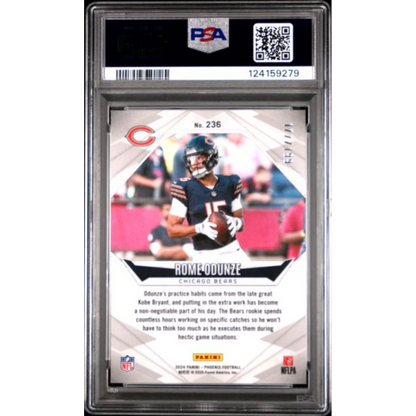 Graded 2024 Panini Phoenix Rome Odunze #236 Red Lazer /199 Rookie RC Football Card PSA 10 Gem Mint | PSA 10 Gem Mint Graded Rookie Card | vintageantiquesgifts.com