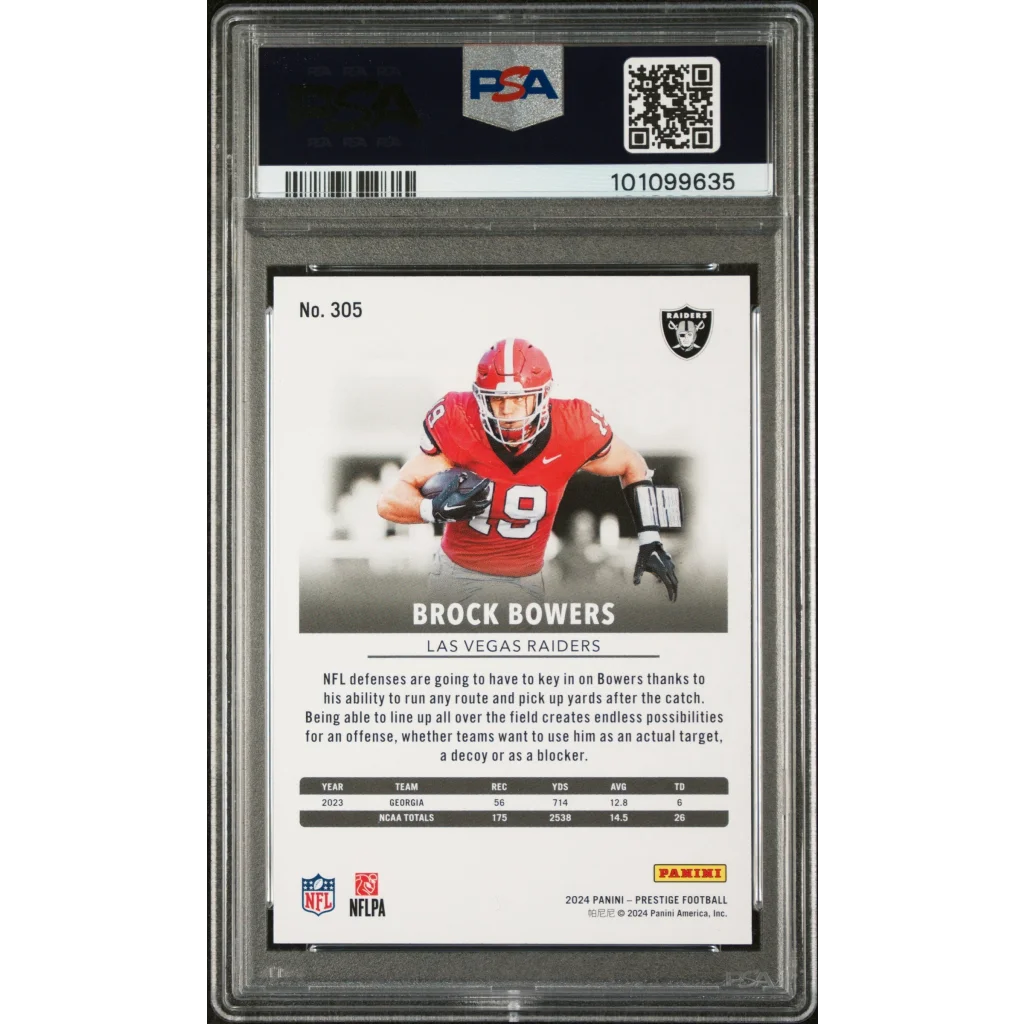 Graded 2024 Panini Prestige Brock Bowers #305 Rookie RC Football Card PSA 10 Gem Mint | PSA 10 Gem Mint Graded Rookie Card | vintageantiquesgifts.com