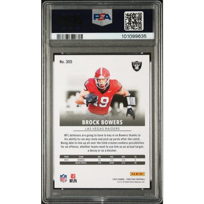 Graded 2024 Panini Prestige Brock Bowers #305 Rookie RC Football Card PSA 10 Gem Mint | PSA 10 Gem Mint Graded Rookie Card | vintageantiquesgifts.com