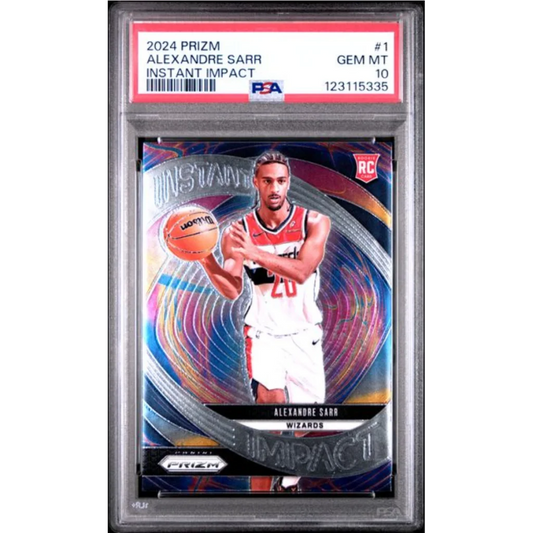 Graded 2024 Panini Prizm Alexandre Sarr #1 Instant Impact Rookie RC Basketball Card PSA 10 Gem Mint | Hall of Fame Sports Memorabilia | vintageantiquesgifts.com