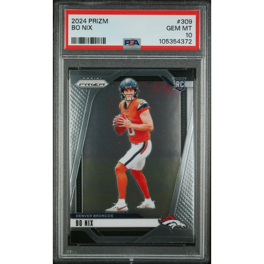 Graded 2024 Panini Prizm Bo Nix #309 Rookie RC Football Card PSA 10 Gem Mint | Hall of Fame Sports Memorabilia | vintageantiquesgifts.com