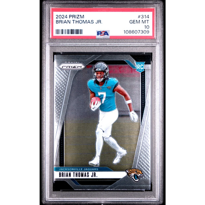 Graded PSA 10 Gem Mint 2024 Panini Prizm Brian Thomas Jr Rookie Card