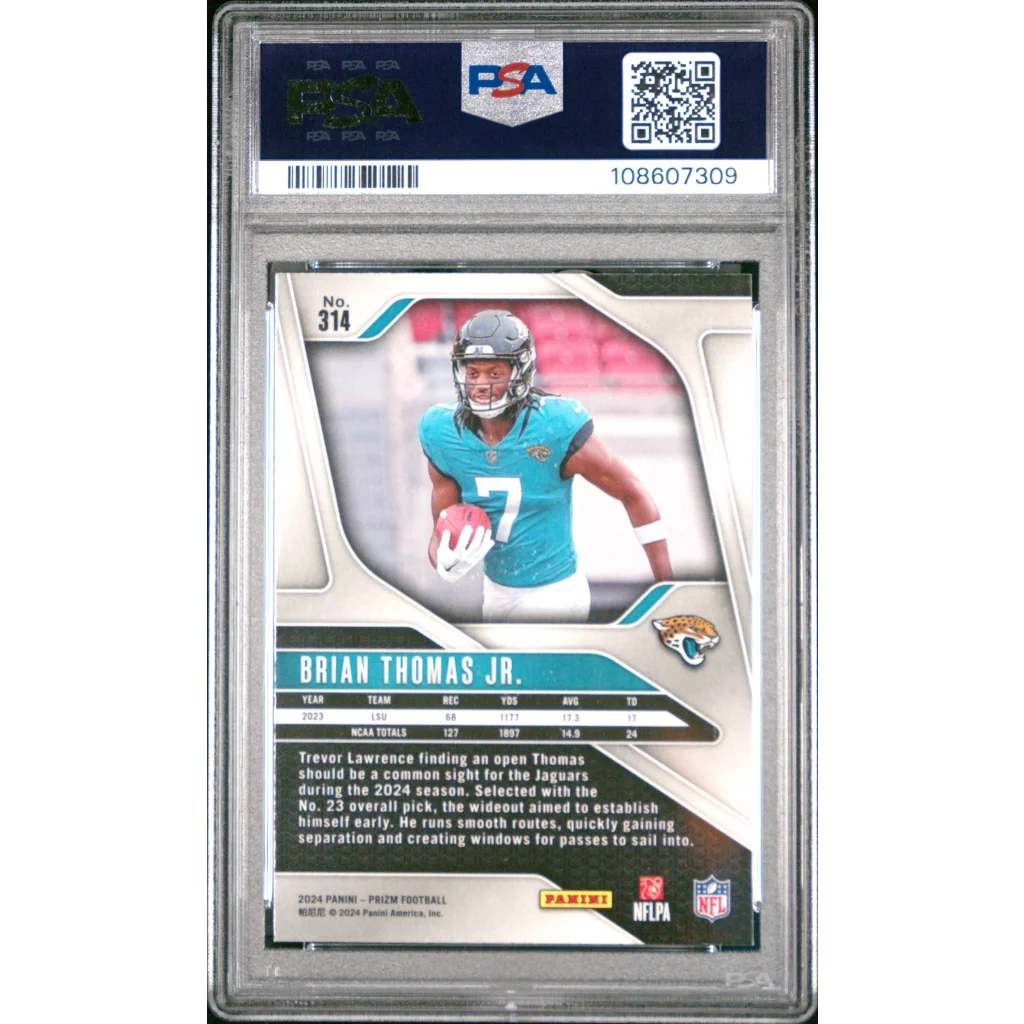 Graded PSA 10 Gem Mint 2024 Panini Prizm Brian Thomas Jr Rookie RC Card