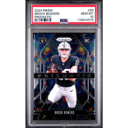 Graded 2024 Panini Prizm Brock Bowers #20 Prizmatic Rookie RC Football Card PSA 10 Gem Mint | Hall of Fame Sports Memorabilia | vintageantiquesgifts.com