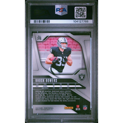 Graded PSA 10 2024 Panini Prizm Brock Bowers #315 Raiders RC card