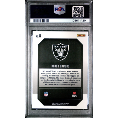 Graded PSA 10 2024 Panini Prizm Brock Bowers Raiders Rookie Card