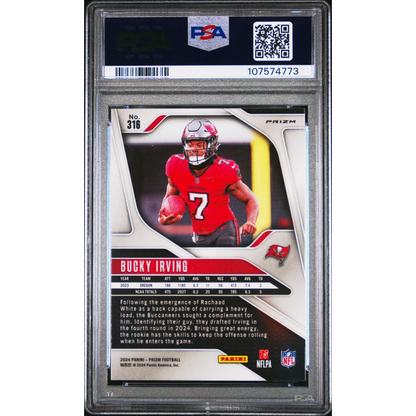 PSA graded Bucky Irving football card Prizm Rookie Card Gem Mint for sports fans