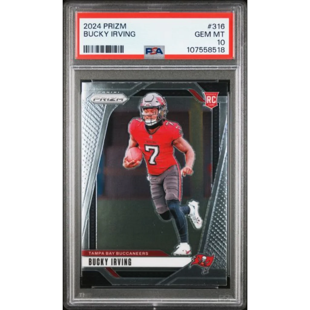Graded 2024 Panini Prizm Bucky Irving #316 Rookie RC Football Card PSA 10 Gem Mint | Hall of Fame Sports Memorabilia | vintageantiquesgifts.com