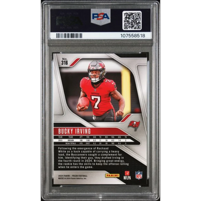 Graded 2024 Panini Prizm Bucky Irving #316 Rookie RC Football Card PSA 10 Gem Mint | PSA 10 Gem Mint Graded Rookie Card | vintageantiquesgifts.com
