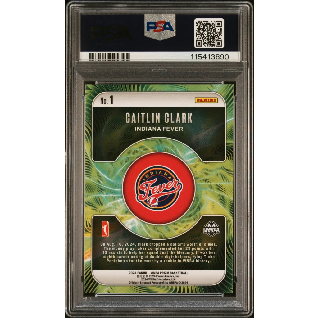 PSA graded Caitlin Clark 2024 Prizm WNBA rookie card #1