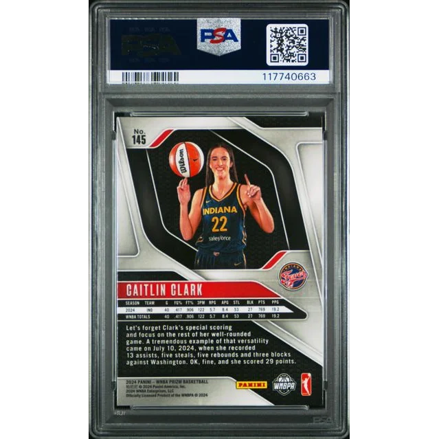 Graded 2024 Panini Prizm Caitlin Clark #145 Ice Rookie RC Basketball Card PSA 10 Gem Mint | PSA 10 Gem Mint Graded Rookie Card | vintageantiquesgifts.com