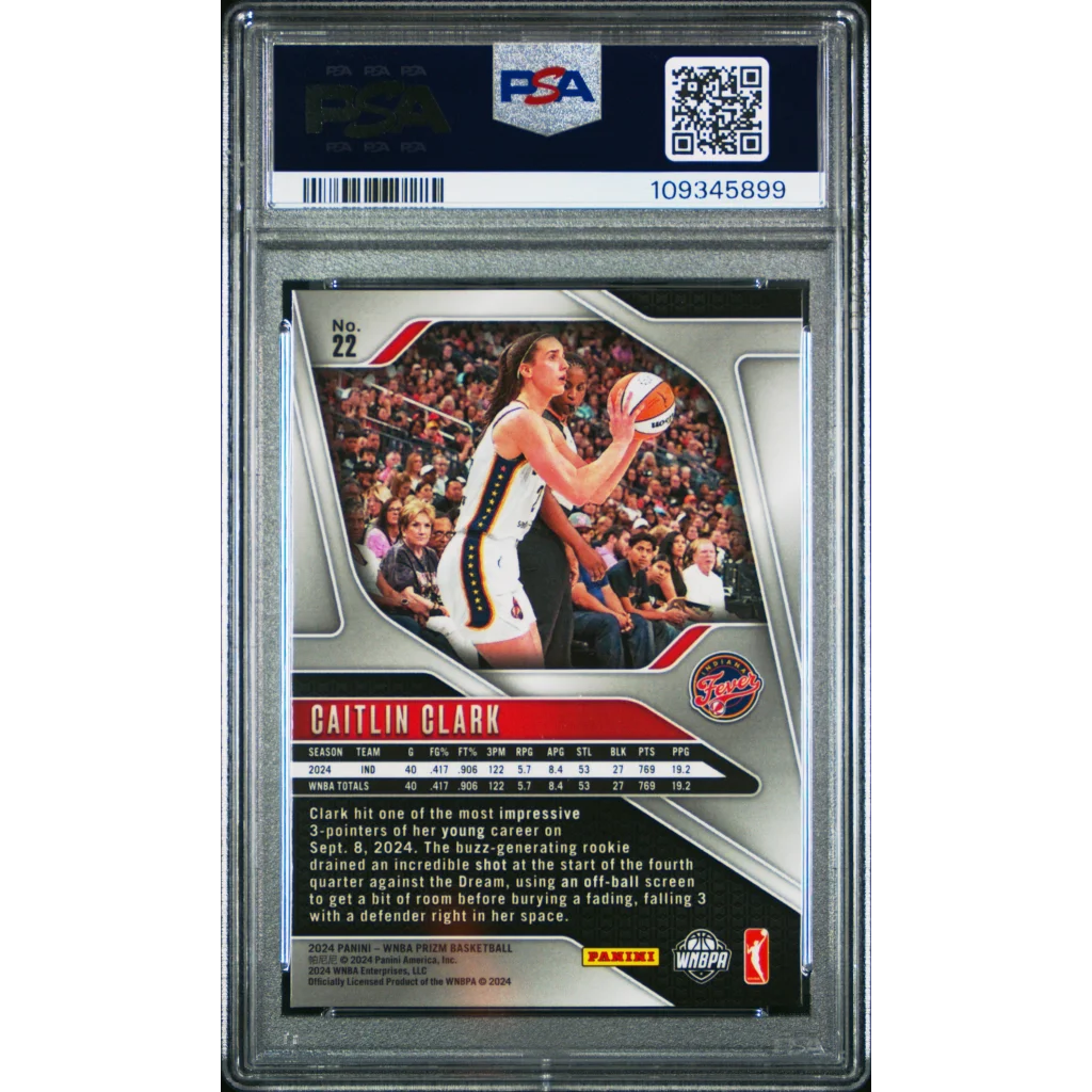 PSA graded Caitlin Clark 2024 Prizm WNBA rookie card #22