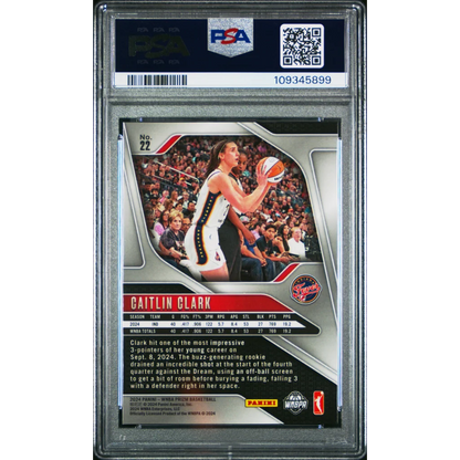 PSA graded Caitlin Clark 2024 Prizm WNBA rookie card #22