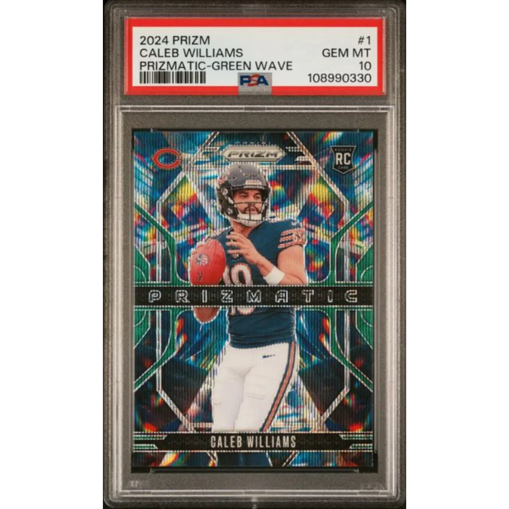 Graded PSA 10 2024 Panini Prizm Caleb Williams #1 Green Wave RC Prismatic