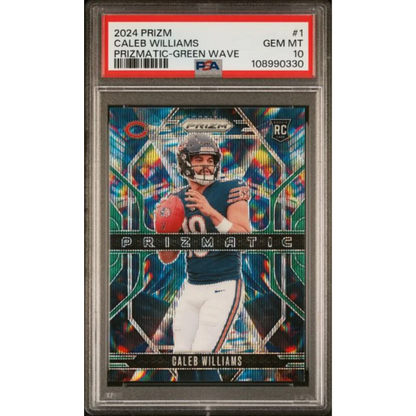 Graded PSA 10 2024 Panini Prizm Caleb Williams #1 Green Wave RC Prismatic