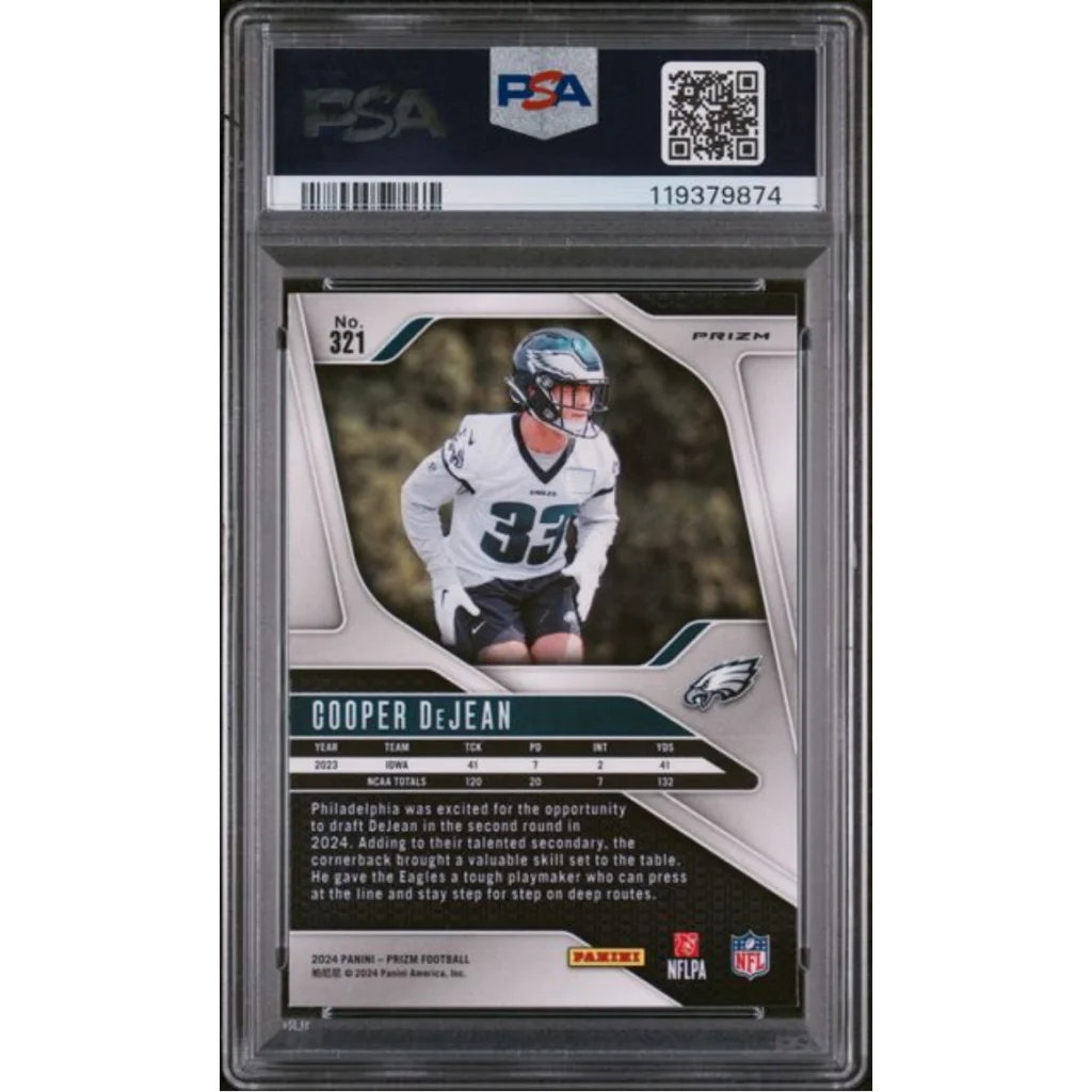 Graded 2024 Panini Prizm Cooper DeJean #321 Pink Wave Rookie RC Football Card PSA 10 Gem Mint | PSA 10 Gem Mint Graded Rookie Card | vintageantiquesgifts.com