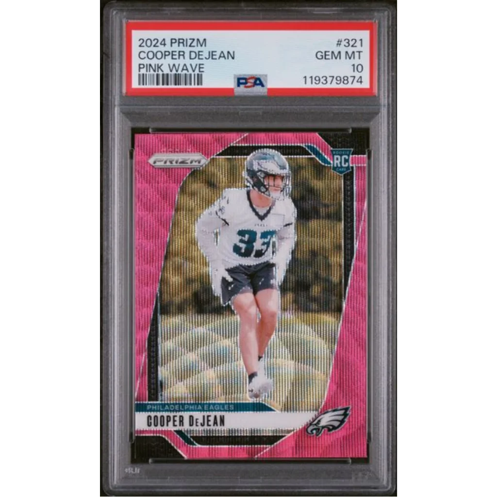 Graded 2024 Panini Prizm Cooper DeJean #321 Pink Wave Rookie RC Football Card PSA 10 Gem Mint | Hall of Fame Sports Memorabilia | vintageantiquesgifts.com