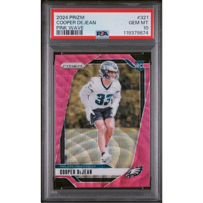 Graded 2024 Panini Prizm Cooper DeJean #321 Pink Wave Rookie RC Football Card PSA 10 Gem Mint | Hall of Fame Sports Memorabilia | vintageantiquesgifts.com