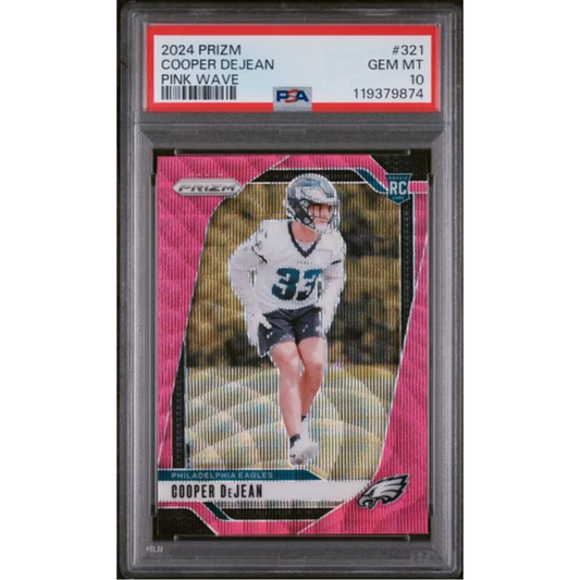 Graded 2024 Panini Prizm Cooper DeJean #321 Pink Wave Rookie RC Football Card PSA 10 Gem Mint | Hall of Fame Sports Memorabilia | vintageantiquesgifts.com