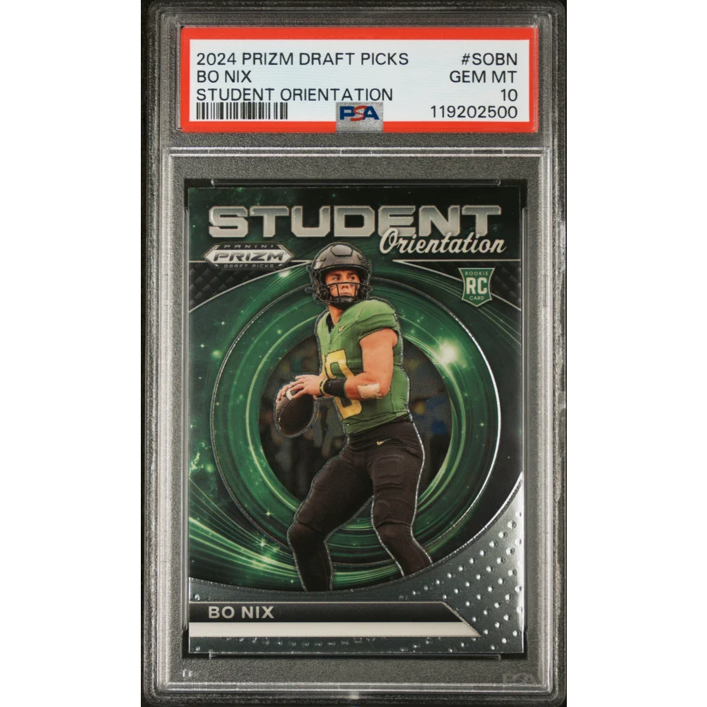 PSA graded 2024 Bo Nix Student Orientation football card for sports fans