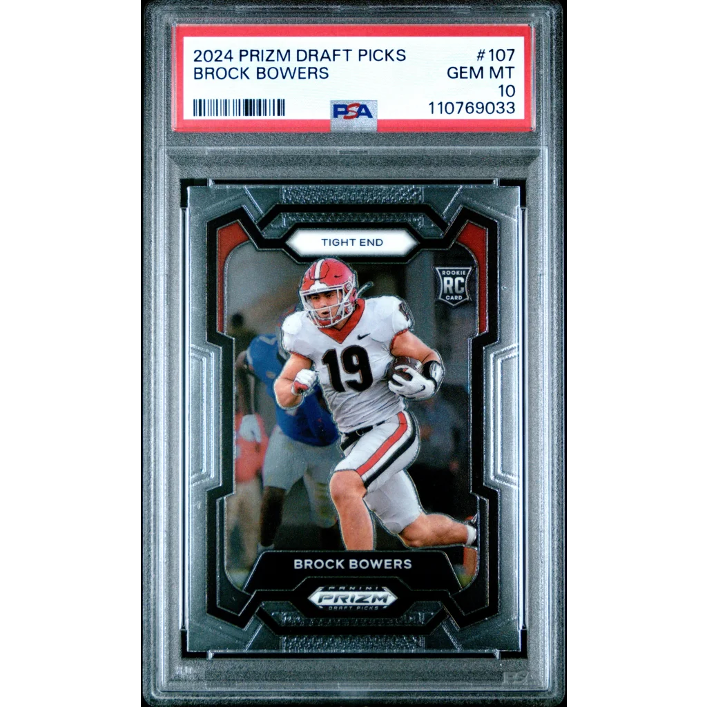 Graded 2024 Panini Prizm Draft Picks Brock Bowers #107 Rookie RC Football Card PSA 10 Gem Mint | Hall of Fame Sports Memorabilia | vintageantiquesgifts.com