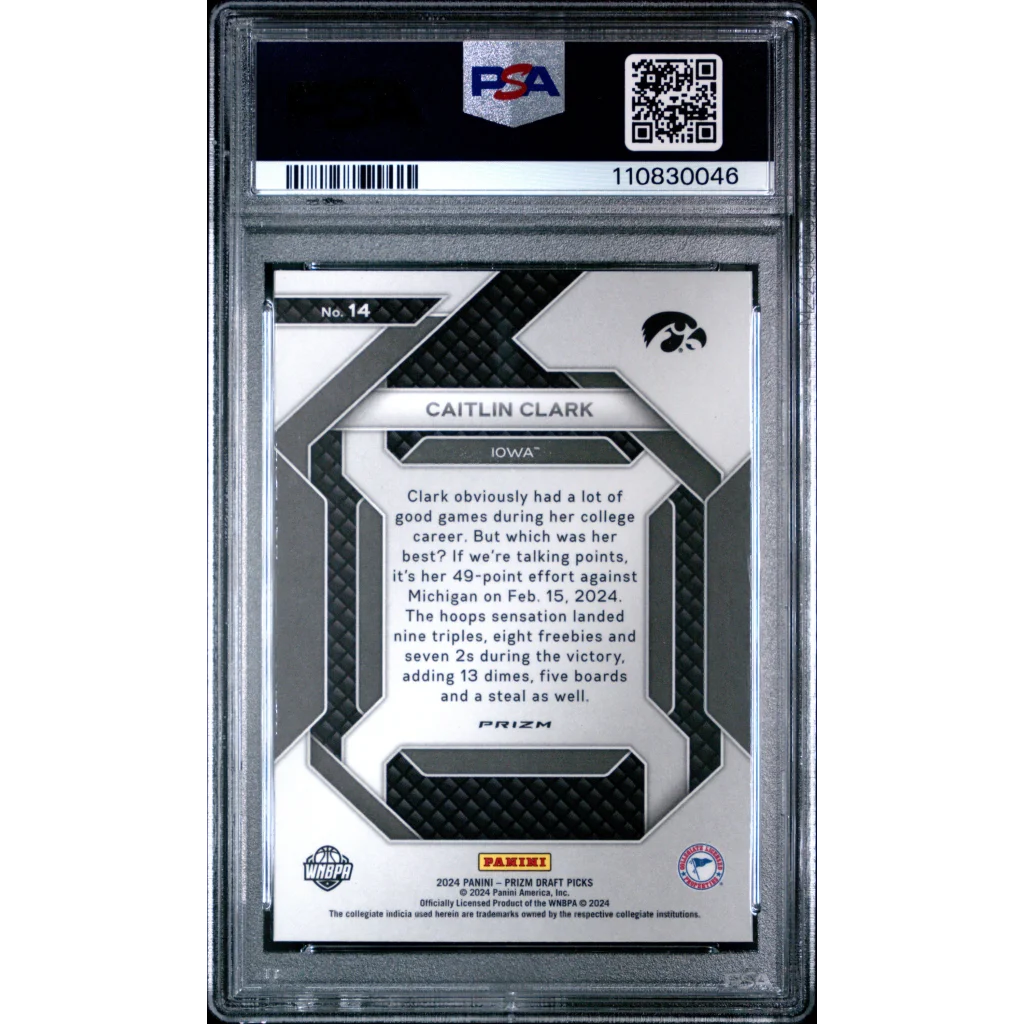 Graded 2024 Panini Prizm Draft Picks Caitlin Clark #14 New Recruits Silver Prizm Rookie RC Basketball Card PSA 10 Gem Mint | PSA 10 Gem Mint Graded Rookie Card | vintageantiquesgifts.com