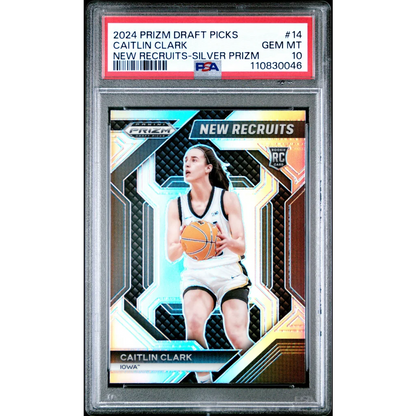 Graded 2024 Panini Prizm Draft Picks Caitlin Clark #14 New Recruits Silver Prizm Rookie RC Basketball Card PSA 10 Gem Mint | Hall of Fame Sports Memorabilia | vintageantiquesgifts.com