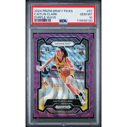 2024 Caitlin Clark Purple Wave Prizm Draft Picks Rookie Card PSA 10 Gem Mint