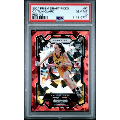 Graded 2024 Panini Prizm Draft Picks Caitlin Clark #57 Red Ice Rookie RC Basketball Card PSA 10 Gem Mint | Hall of Fame Sports Memorabilia | vintageantiquesgifts.com