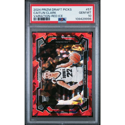 Graded 2024 Panini Prizm Draft Picks Caitlin Clark #57 Variation Red Ice Rookie RC Basketball Card PSA 10 Gem Mint | Hall of Fame Sports Memorabilia | vintageantiquesgifts.com